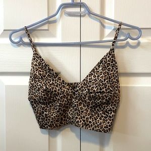 Zara Leopard Printed V Neck Crop Top